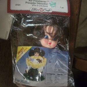 Fibre Craft Vintage Miss Muffet Air Freshener Doll w/ Crochet Pattern
